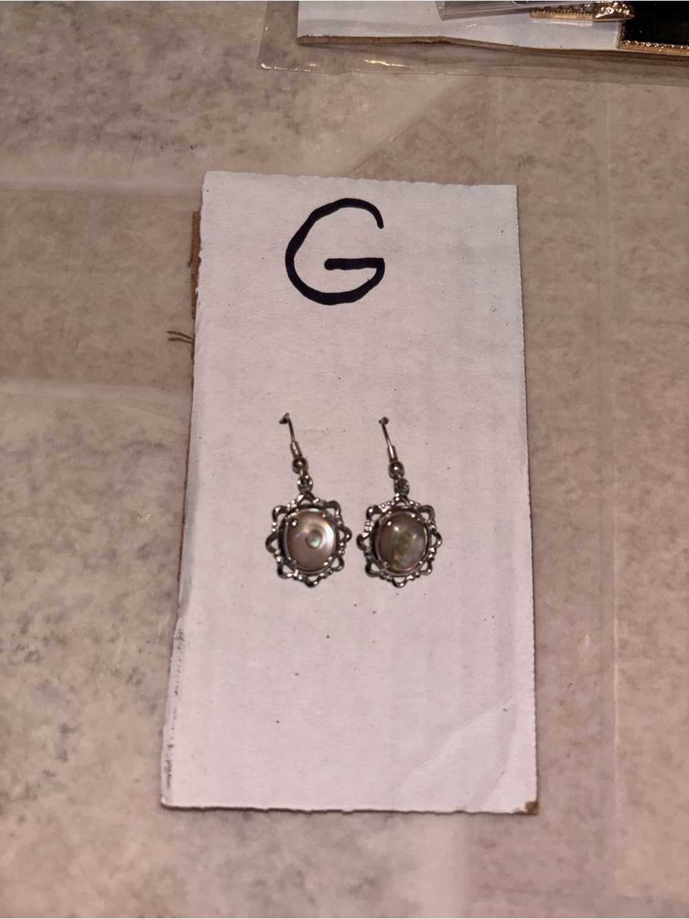 Iridescent Pearl Drop Earrings in Silver-Tone Floral Setting